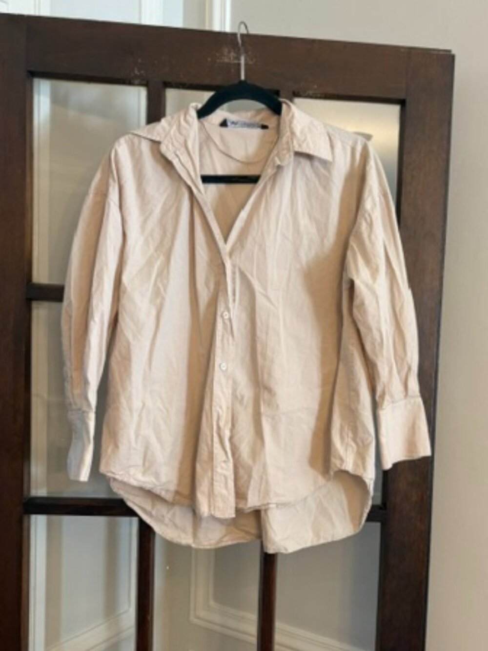 Zara Beige Button Down Shirt, Size XS